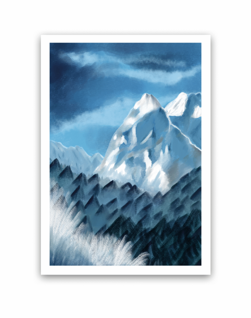 Artprint blau Waxenstein exklusive Illustration